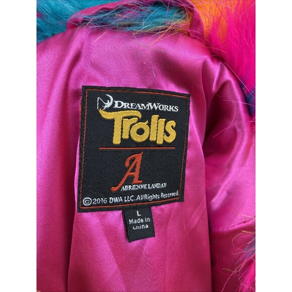 Sz L Rare 2016 Dreamworks  Trolls Film shaggy Multi Color vest jacket Coat - Picture 4 of 5